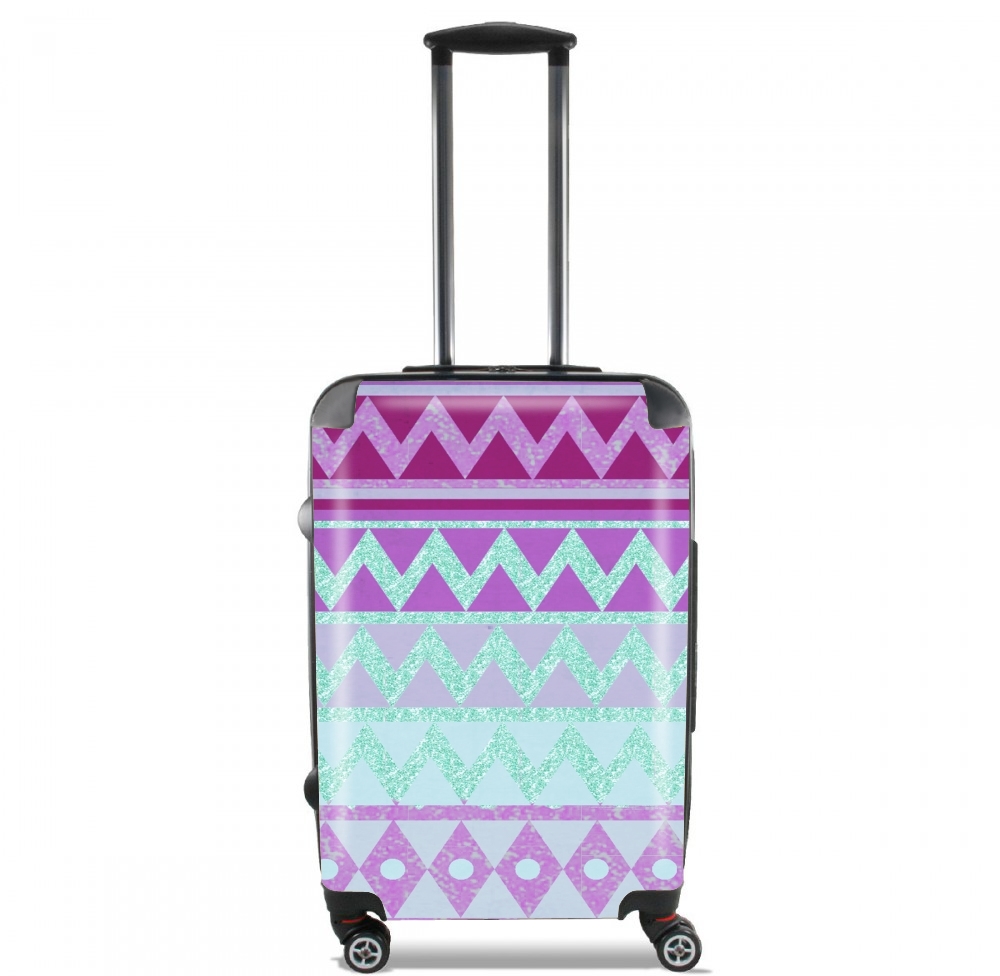  Tribal Chevron in pink and mint glitter for Lightweight Hand Luggage Bag - Cabin Baggage