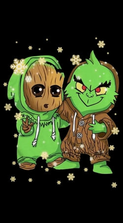 cover Baby Groot and Grinch Christmas