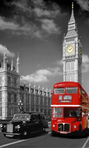 cover Red bus of London with Big Ben