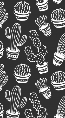cover Cactus Pattern Black Vector