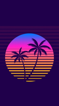cover Classic retro 80s style tropical sunset