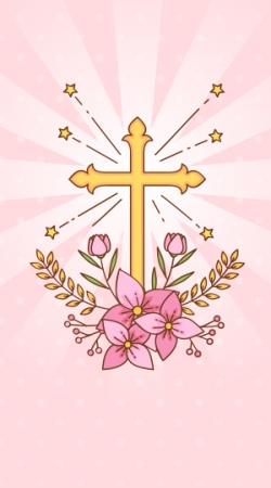 cover Communion cross with flowers girl