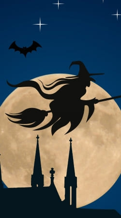 cover Halloween Moon Background Witch
