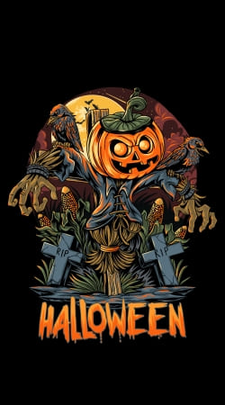 cover Halloween Pumpkin Crow Graveyard