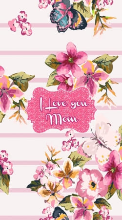 cover Pink floral Marinière - Love You Mom