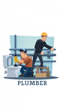 cover Plumbers with work tools