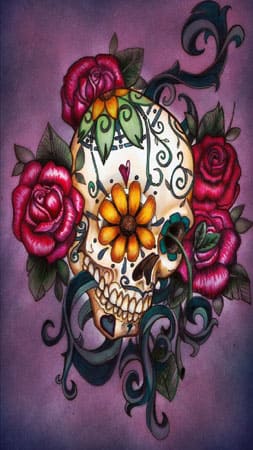 cover Skull Flowers Purple