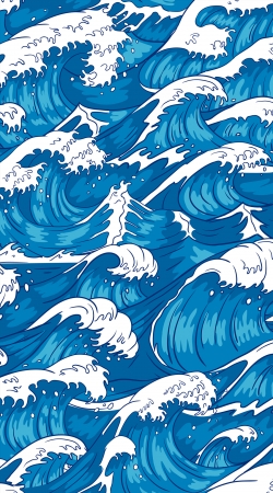 cover Storm waves seamless pattern ocean