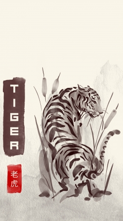 cover Tiger Japan Watercolor Art