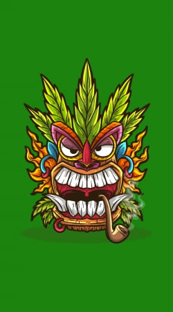 cover Tiki mask cannabis weed smoking