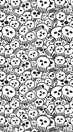 cover toon skulls, black and white