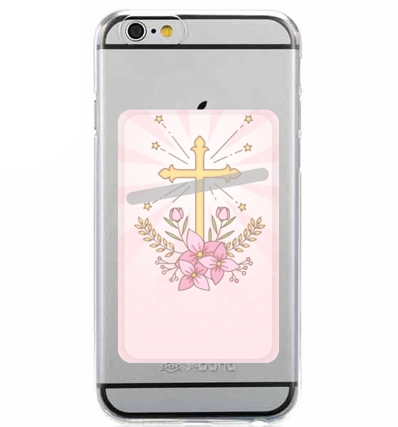  Communion cross with flowers girl for Adhesive Slot Card