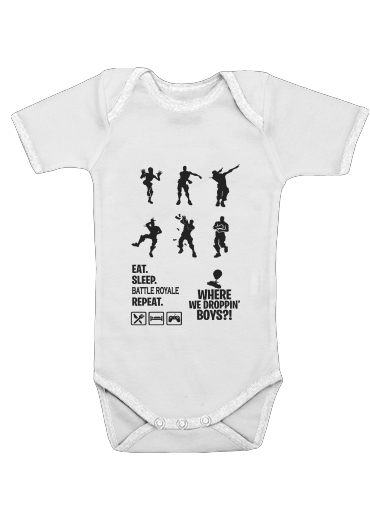 Battle Royal FN Eat Sleap Repeat Dance for Baby short sleeve onesies