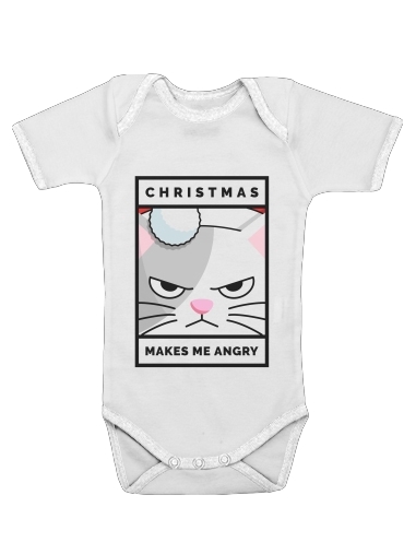  Christmas makes me Angry cat for Baby short sleeve onesies