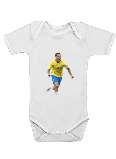Baby short sleeve onesies for coutinho Football Player Pop Art