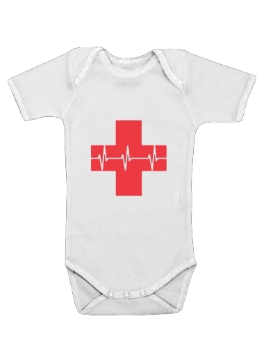  Croix de secourisme EKG Heartbeat for Baby short sleeve onesies