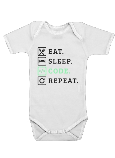  Eat Sleep Code Repeat for Baby short sleeve onesies