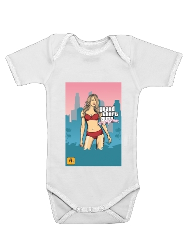 Baby short sleeve onesies for GTA collection: Bikini Girl Miami Beach
