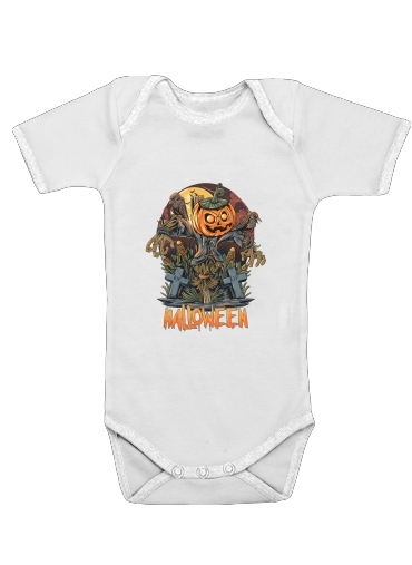 Halloween Pumpkin Crow Graveyard for Baby short sleeve onesies