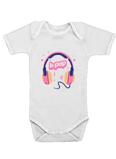  I Love Kpop Headphone for Baby short sleeve onesies