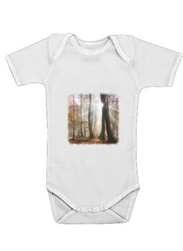  Sun rays in a mystic misty forest for Baby short sleeve onesies