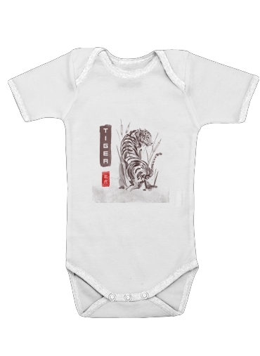  Tiger Japan Watercolor Art for Baby short sleeve onesies