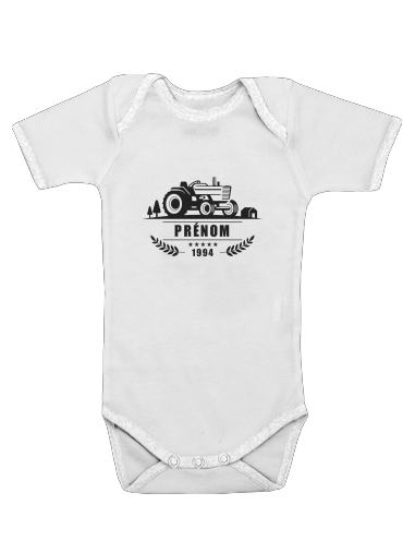  Tractor Logo Natural custom Name Tag for Baby short sleeve onesies