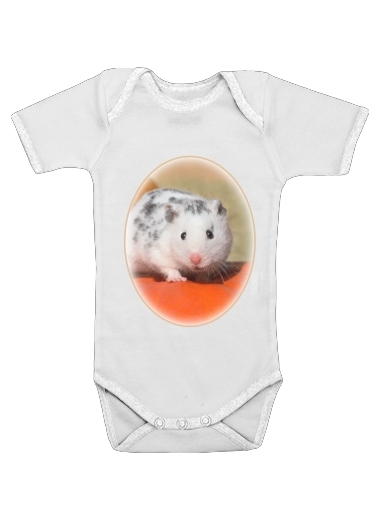  White Dalmatian Hamster with black spots  for Baby short sleeve onesies