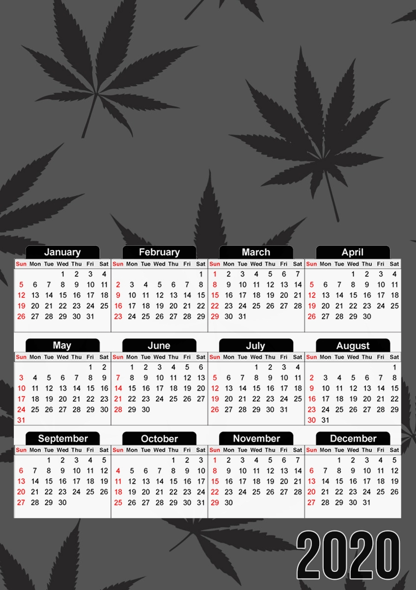  Cannabis Leaf Pattern for A3 Photo Calendar 30x43cm