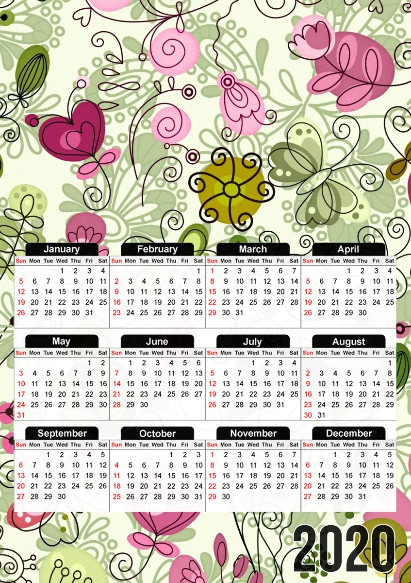  doodle flowers for A3 Photo Calendar 30x43cm