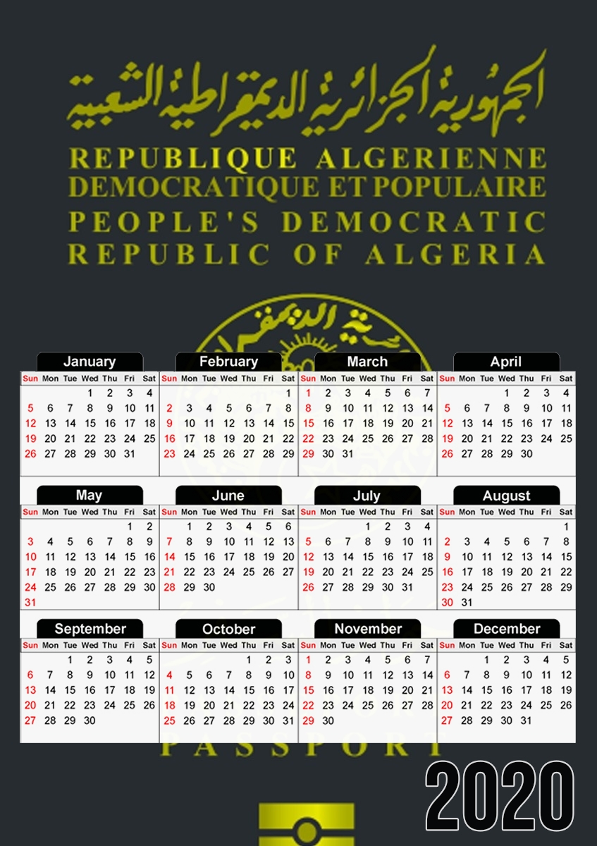  Passeport Algeria for A3 Photo Calendar 30x43cm