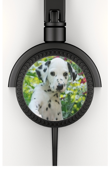Stereo Headphones To custom for Cute Dalmatian puppy in a basket 