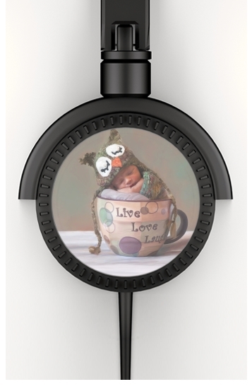  Painting Baby With Owl Cap in a Teacup for Stereo Headphones To custom