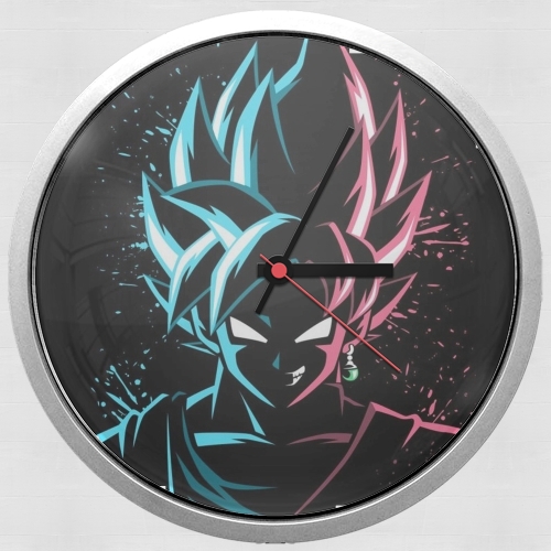  Black Goku Face Art Blue and pink hair for Wall clock