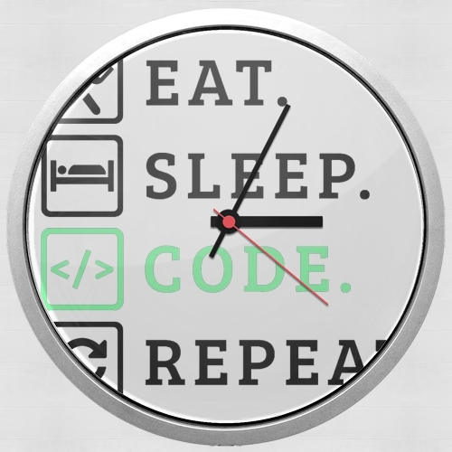  Eat Sleep Code Repeat for Wall clock
