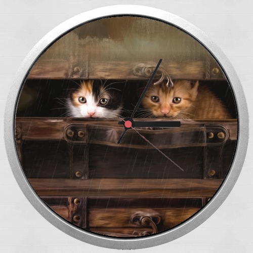  Little cute kitten in an old wooden case for Wall clock
