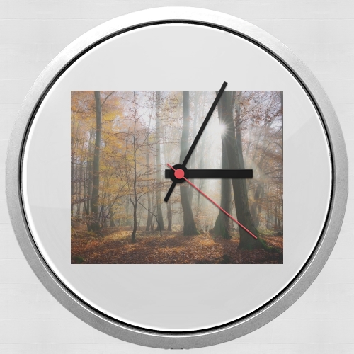  Sun rays in a mystic misty forest for Wall clock
