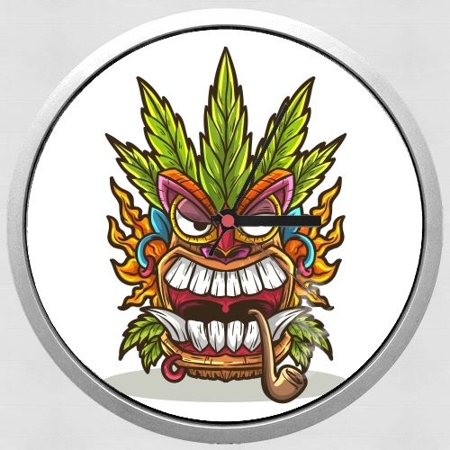  Tiki mask cannabis weed smoking for Wall clock