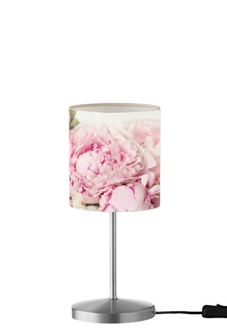  peonies on white for Table / bedside lamp