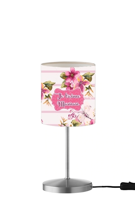  Pink floral Marinière - Je t'aime Maman for Table / bedside lamp