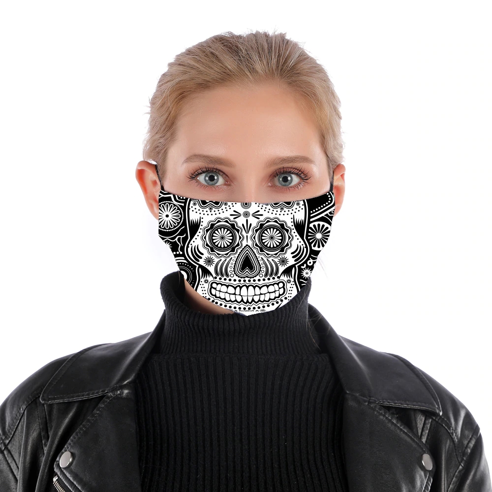  black and white sugar skull for Nose Mouth Mask