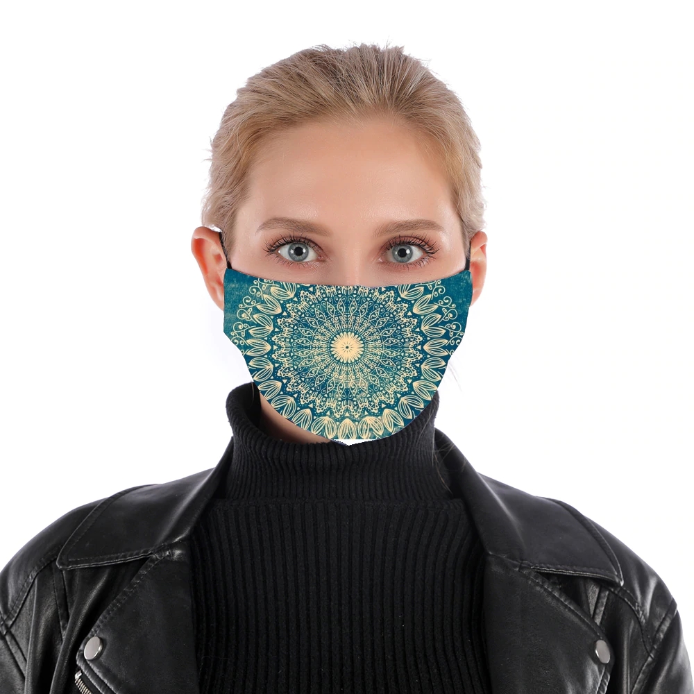  Blue Organic boho mandala for Nose Mouth Mask