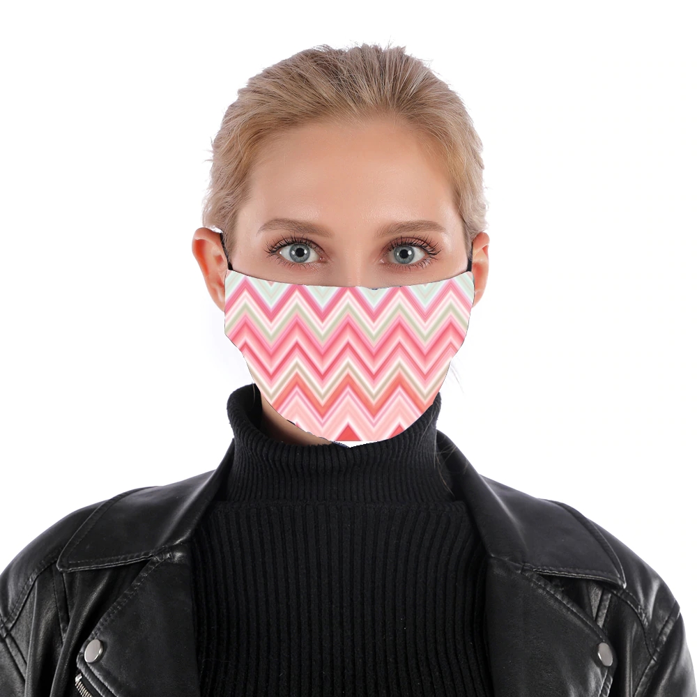  colorful chevron in pink for Nose Mouth Mask