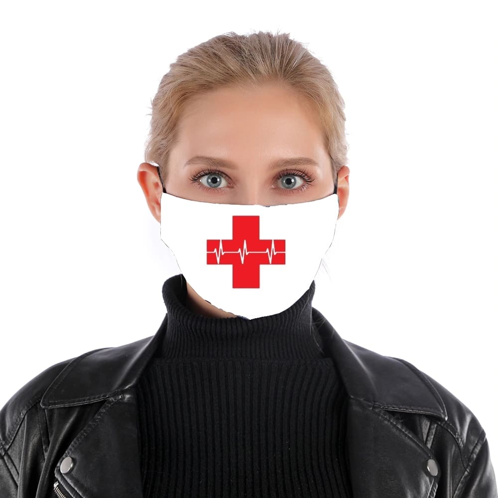  Croix de secourisme EKG Heartbeat for Nose Mouth Mask
