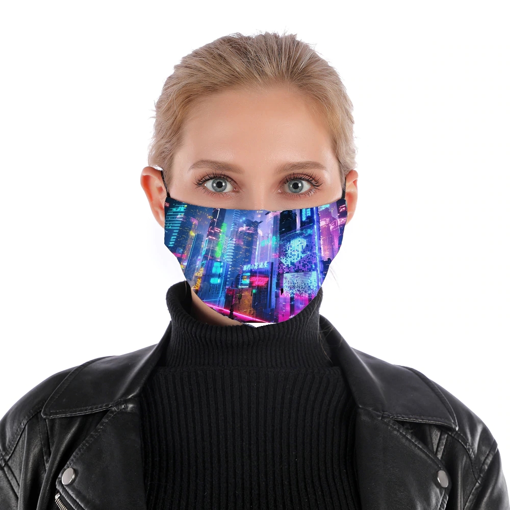  Cyberpunk city night art for Nose Mouth Mask