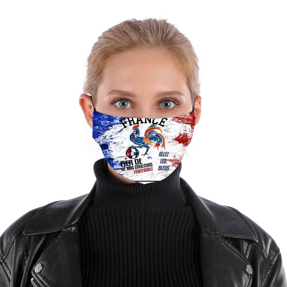  France Football Coq Sportif Fier de nos couleurs Allez les bleus for Nose Mouth Mask
