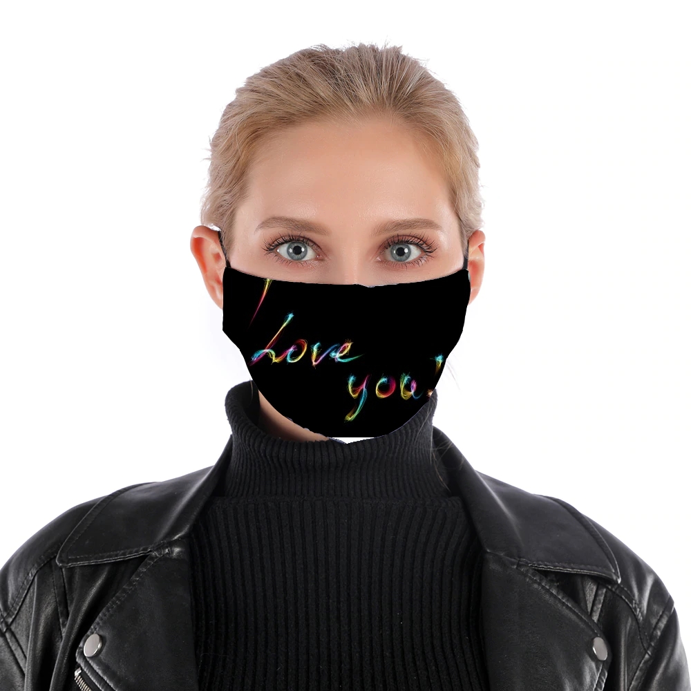  I love you - Rainbow Text for Nose Mouth Mask