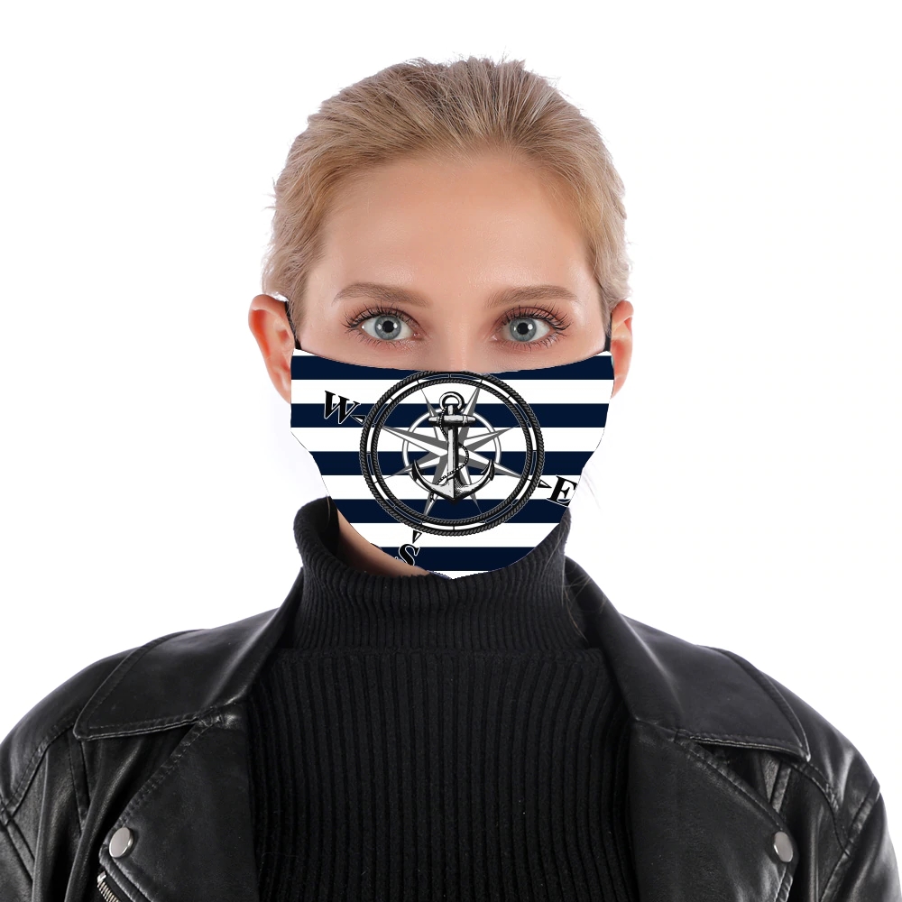  Navy Striped Nautica for Nose Mouth Mask