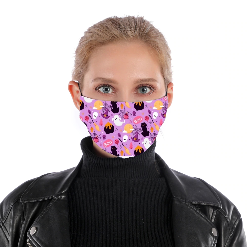  Pink Halloween Pattern for Nose Mouth Mask