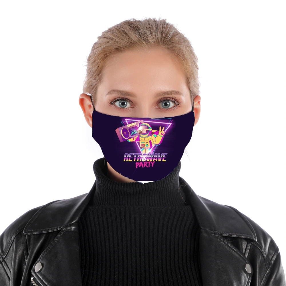  Retrowave party nightclub dj neon for Nose Mouth Mask